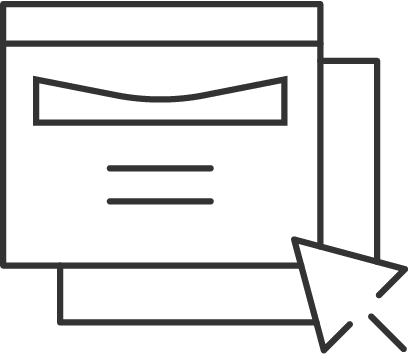illustration graphic of webpage windows with computer mouse hovering over bottom right-hand corner